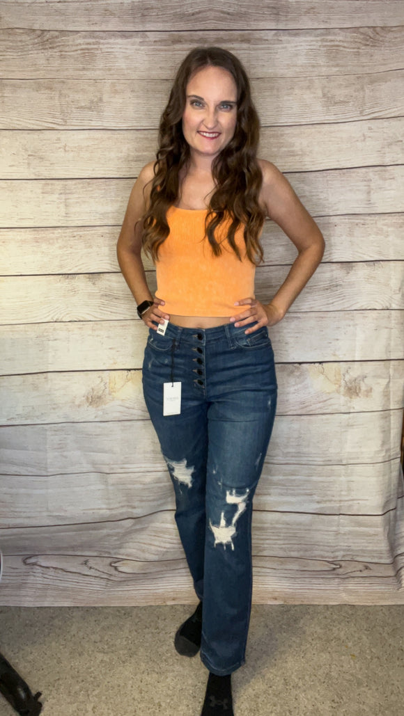 High Waisted Distressed Jeans