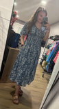 Floral V-neck Flutter Midi Dress