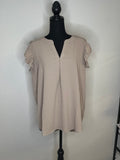 Woven Ruffle Sleeve Top