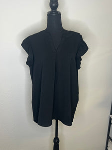 Woven Ruffle Sleeve Top