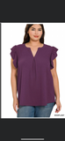 Woven Ruffle Sleeve Top