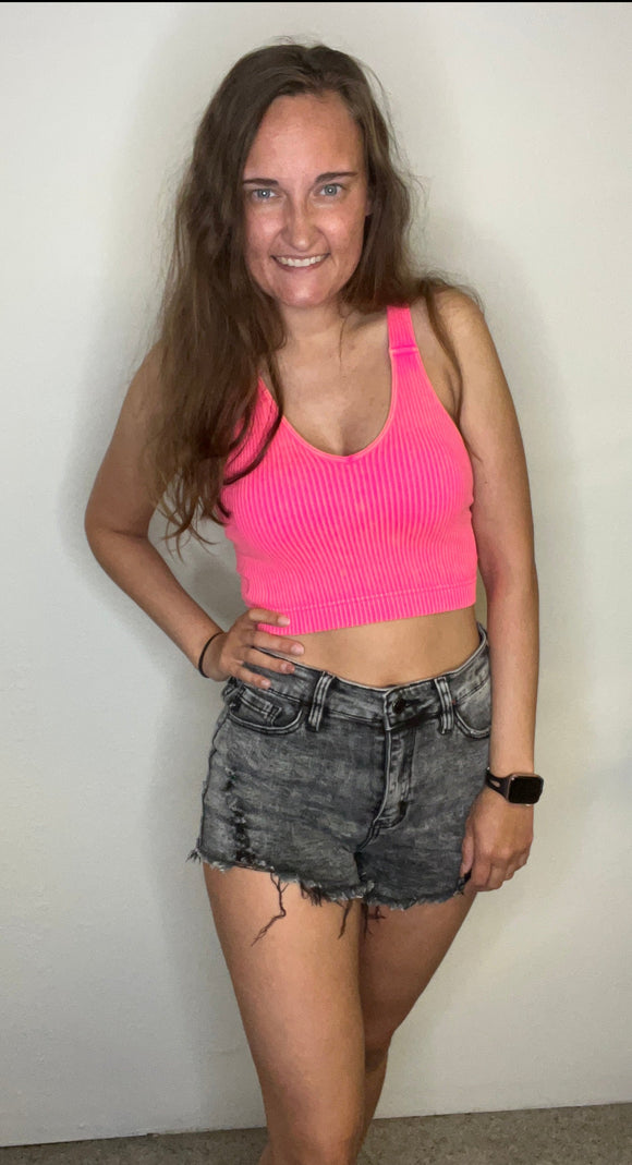 Acid Washed V Cropped Tank