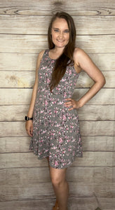 Gray Floral Dress